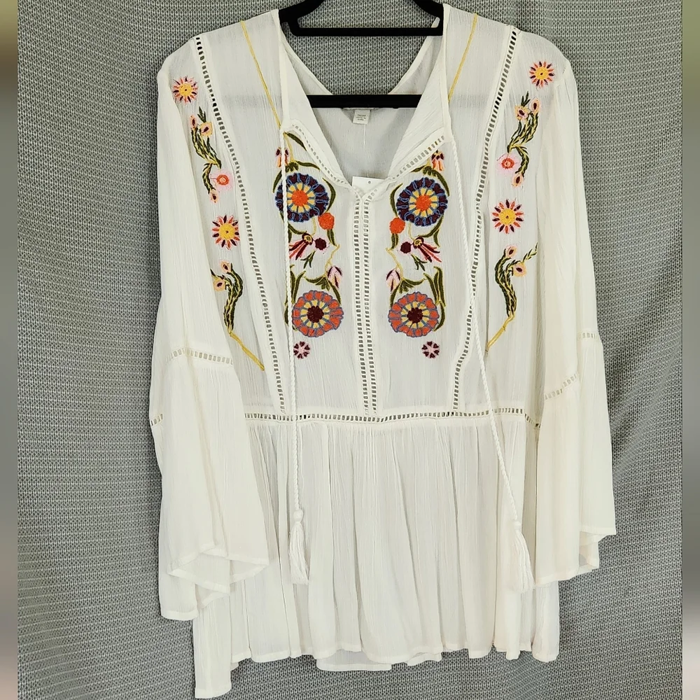 Plus Size 18/20 Cato Boho Embroidered Blouse NWT - Picture 1 of 9
